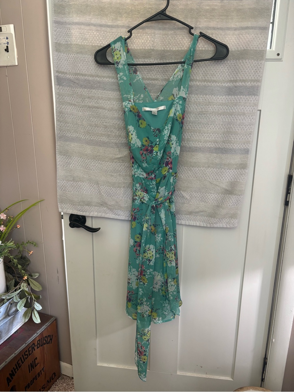 LC Lauren Conrad Teal Floral Wrap Midi Dress